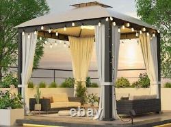 10x10FT Softtop Metal Gazebo Galvanized Steel Design Outdoor Tent Gardens Patio