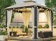 10x10ft Softtop Metal Gazebo Galvanized Steel Design Outdoor Tent Gardens Patio