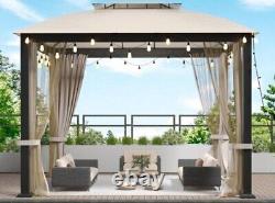 10x10FT Softtop Metal Gazebo Galvanized Steel Design Outdoor Tent Gardens Patio