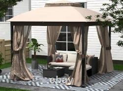 10x10FT Softtop Metal Gazebo Galvanized Steel Design Outdoor Tent Gardens Patio