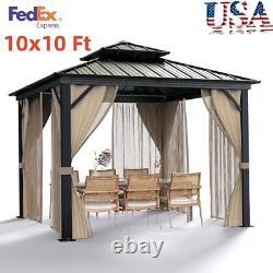 10x10 Ft Hardtop Gazebos Nettings and Curtains Galvanized Steel Outdoor Gazebos