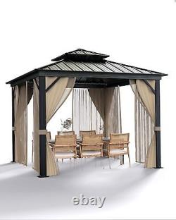 10x10 Ft Hardtop Gazebos Nettings and Curtains Galvanized Steel Outdoor Gazebos