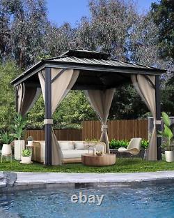 10x10 Ft Hardtop Gazebos Nettings and Curtains Galvanized Steel Outdoor Gazebos