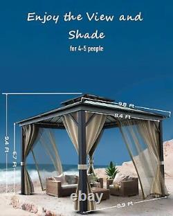 10x10 Ft Hardtop Gazebos Nettings and Curtains Galvanized Steel Outdoor Gazebos