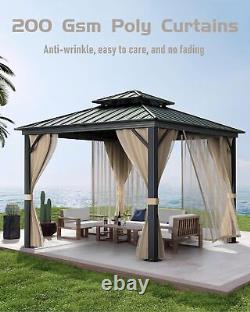 10x10 Ft Hardtop Gazebos Nettings and Curtains Galvanized Steel Outdoor Gazebos