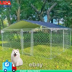10x10 ft Large Dog Kennel Metal Fence Outdoor Playpen Run House with Roof, Cover
