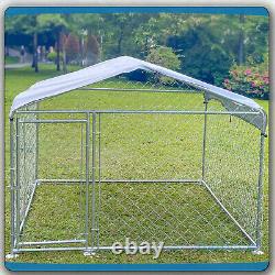 10x10 ft Large Outdoor Dog Cage Kennel With Roof Pet Playpen Run House Metal Fence