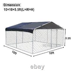 10x10 ft Large Outdoor Dog Run House Kennel Cage With Roof Pet Playpen Metal Fence