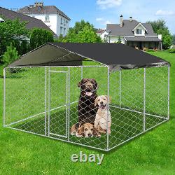 10x10 ft Large Outdoor Dog Run House Kennel Cage With Roof Pet Playpen Metal Fence