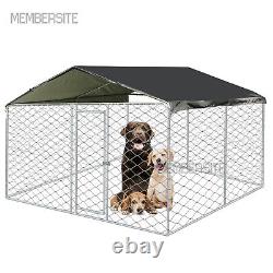 10x10 ft Large Outdoor Dog Run House Kennel Cage With Roof Pet Playpen Metal Fence