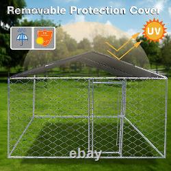 10x10 ft Large Outdoor Dog Run House Kennel Cage With Roof Pet Playpen Metal Fence