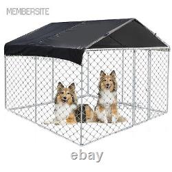 10x10 ft Large Outdoor Dog Run House Kennel Cage With Roof Pet Playpen Metal Fence