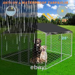 10x10 ft Large Outdoor Dog Run House Kennel Cage With Roof Pet Playpen Metal Fence