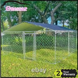 10x10 ft Metal Dog Cage Kennel Outdoor Playpen Large Farm Cage With Roof + Cover