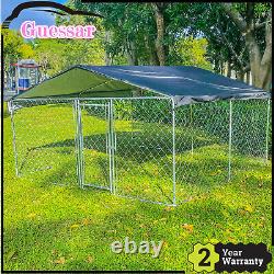 10x10 ft Metal Dog Cage Kennel Outdoor Playpen Large Farm Cage With Roof + Cover