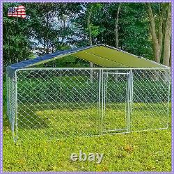 10x10 ft Metal Dog Kennel Pet Run House Enclosure Pet Playpen with Roof & Cover