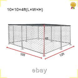 10x10 ft Outdoor Dog Playpen Large Cage Pet Exercise Metal Fence Kennel Roof US