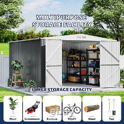 10x10 outdoor storage shed, galvanized steel metal tool shed with lockable door