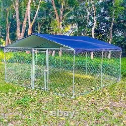 10x10ft Metal Dog Cage Kennel Outdoor Playpen Large Farm Cage with Roof Cover US