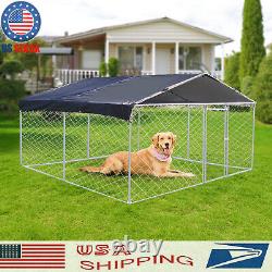 10x10ft Outdoor Dog Kennel Large Heavy Metal Dog Playpen With Lock Waterproof Roof