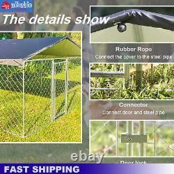 10x10ft Outdoor Dog Kennel Metal Enclosure Big Dog Cage Pet Dog Playpen with Roof