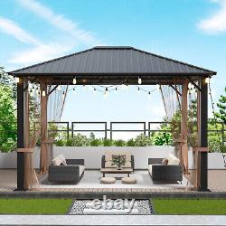 10x12Hardtop Metal Gazebo, Heavy Duty Pergola Galvanized Steel&Polycarbonate Roof