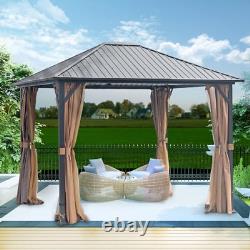 10x12Hardtop Metal Gazebo, Heavy Duty Pergola Galvanized Steel&Polycarbonate Roof