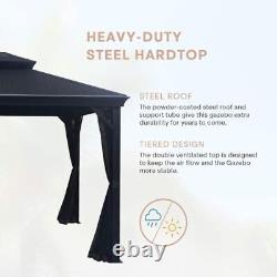 10x12 Hardtop Metal Grill Gazebo with 10X12FT Hard Double Roof Galvanized Steel