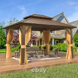 10x12 Outdoor Hardtop Patio Gazebo Galvanized Steel Double Roof Aluminum Frame