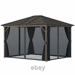 10x12 ft Hardtop Outdoor Patio Gazebo with Metal Roof Pavilion Canopy for Garden