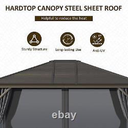 10x12 ft Hardtop Outdoor Patio Gazebo with Metal Roof Pavilion Canopy for Garden