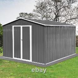 10x8 FT Outdoor Storage Shed, Galvanized Steel Metal Garden Sheds Kit with Double