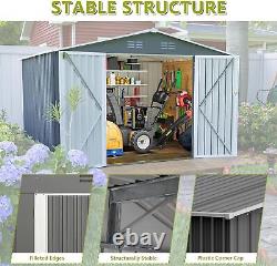 10x8 FT Outdoor Storage Shed, Galvanized Steel Metal Garden Sheds Kit with Double
