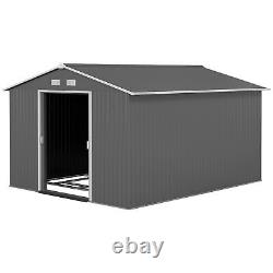 11x9ft Metal Storage Shed Garden Tool House with Sliding Door for Backyard Patio