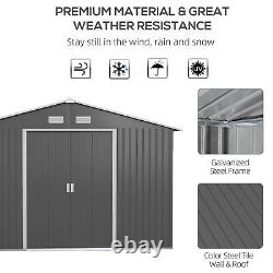 11x9ft Metal Storage Shed Garden Tool House with Sliding Door for Backyard Patio