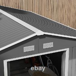 11x9ft Metal Storage Shed Garden Tool House with Sliding Door for Backyard Patio