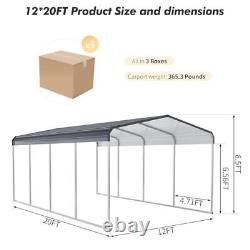 12X20FTHeavy Duty Carport, Carport with Galvanized Steel Roof and 12×20