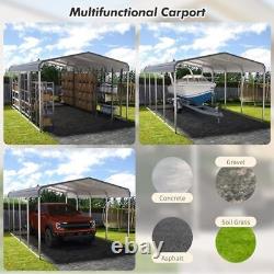 12X20FTHeavy Duty Carport, Carport with Galvanized Steel Roof and 12×20