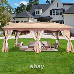 12X20FT Outdoor Metal Patio Gazebo withDouble-Arc Roof Ventiation