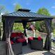 12' X 12' Hardtop Aluminum Metal Gazebo With Galvanized Steel Double Roof Canopy