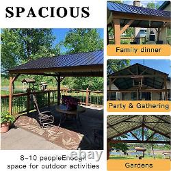 12'x14' Hardtop Gazebo Outdoor Aluminum Gazebo with Galvanized Steel Gable