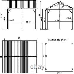 12'x14' Hardtop Gazebo Outdoor Aluminum Gazebo with Galvanized Steel Gable