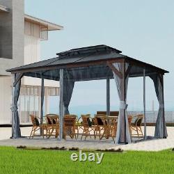 12'x16' Hardtop Gazebo with Galvanized Metal Double Roof Hard Top Heavy Duty