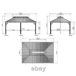 12'x18' Hardtop Gazebo, Outdoor Permanent Metal Pavilion withCurtains and Netting