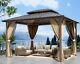 12'x 10' Outdoor Hardtop Aluminum Frame Gazebo Pergola With Double Roof