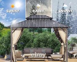 12'x 10' Outdoor Hardtop Aluminum Frame Gazebo Pergola with Double Roof