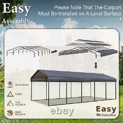 12 x 25 ft Outdoor Carport Canopy Heavy Duty Metal Carport Car Shelter Shade