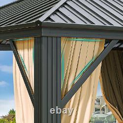 12x16ft Hardtop Gazebo Double Roof Heavy Duty Galvanized with Nettings Curtains