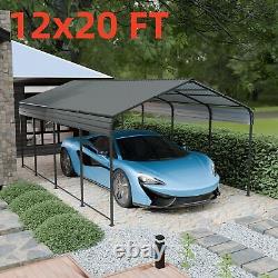 12x20 FT Metal Carport, Heavy Duty Carport Canopy With Galvanized Metal Roof