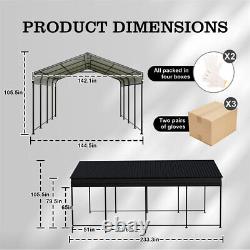 12x20 FT Outdoor Carport Heavy Duty Metal Galvanized Car Shelter Garage Gazebo